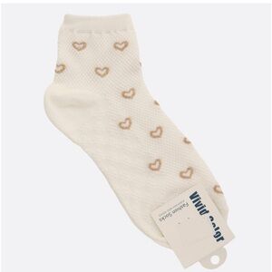White with metallic gold heart socks